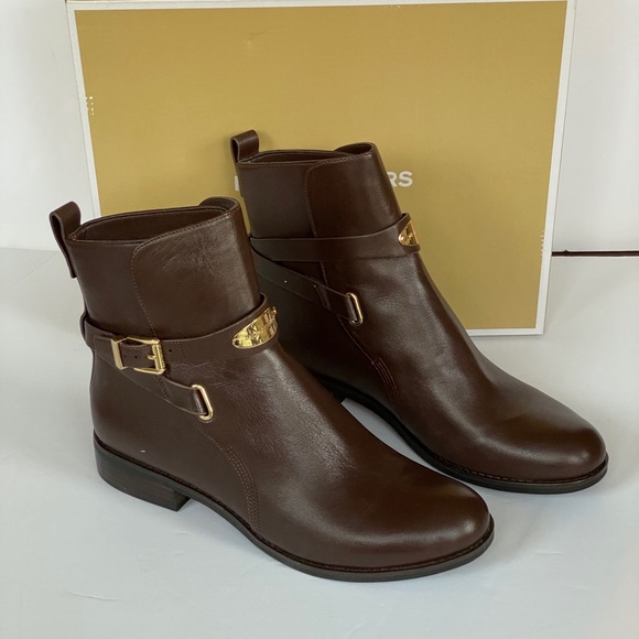 MICHAEL KORS Arlen Ankle Booties Brown Leather#8 - Picture 6 of 11